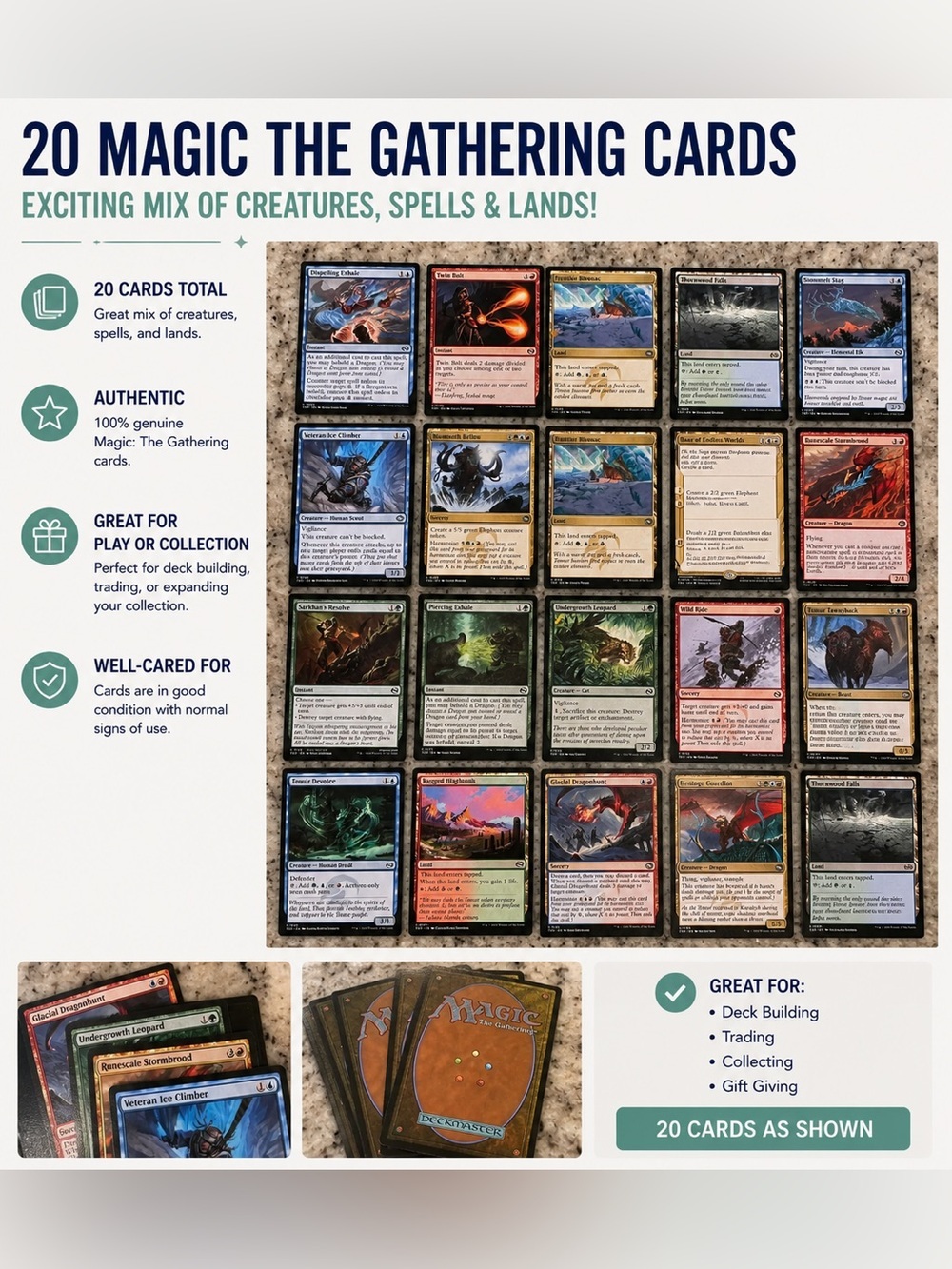 20 magic the gathering cards. 
MTG1